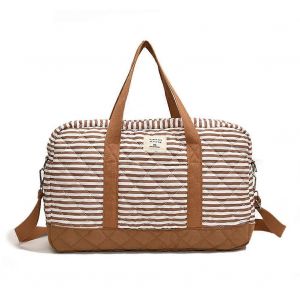 Sac A Langer Matelasse A Rayures Pour La Maternite, Avec Bandouliere Reglable, Marron, 430 X 280 X 140 Mm (16,93 X 11,02 X 5,51 Pouces), Ideal Pour Les Voyages. - Neuf