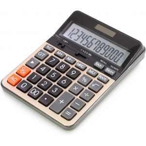LETNERNY-Calculatrice De Bureau &Agrave; 12 Chiffres Avec Grand &Eacute;cran Lcd, Batterie Solaire, Calculatrice &Eacute;lectronique &Agrave; Double Alimentation Avec Fonctions Fiscales Pour Le Bureau Et La Maison, &Eacute;cole - Neuf