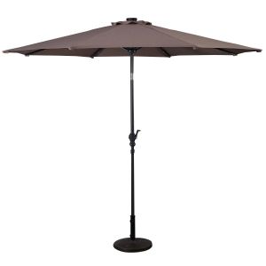Parasol Inclinable 300 Cm Avec 24 Lumi&egrave;res Led R&eacute;glable Pour Jardin Et Terrasse Design En Polyester Marron Helloshop26 20_0013027 - Neuf