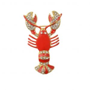 1 Pic Broche Rouge Zinc Alliage Écrevisse Écrevisse Mariée Design Pin Style Bijoux - Neuf