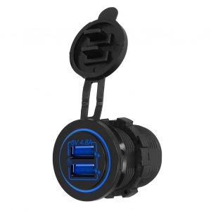 Chargeur De Voiture Et Moto 5 V 4,8 A, Double Prise Usb Avec Ecran Tactile, Interrupteur Marche/Arret, Couvercle Anti-Poussiere, Universel, Pour Bateaux Et Vehicules, Led Bleue - Neuf