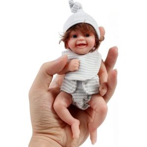 Mini poupée bébé reborn fille, corps entier, silicone, cheveux bouclés - Neuf