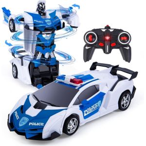 TZF-Transformers Voiture t&eacute;l&eacute;command&eacute;e 2-en-1 pou enfants &acirc;g&eacute;s de 5 &agrave; 12 ans, unisexe, blanc - Neuf