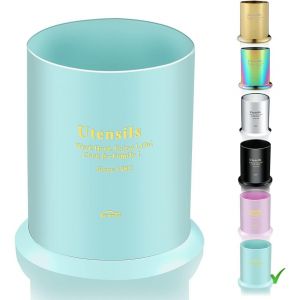 Sjzg-Porte-Ustensiles, Porte-Ustensiles De Cuisine En Acier Inoxydable Pour Comptoir, Porte-Ustensiles, Organisateur D'ustensiles De Cuisine Crock (Bleu Clair Mat) - Neuf