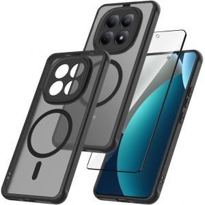 ELVORIX-2 in 1 Coque pour Xiaomi Redmi Note 15 4G/5G Aimant&eacute;e avec 1 Verres Tremp&eacute;s,Adapt&eacute; aux Supports magn&eacute;tiquesDos Anti Rayures Antichoc Housse Fond Bumper Case - Noir - Neuf