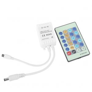 HJLIAN Controleur de lumiere LED infrarouge sans fil a 24 touches, couleur unique, pour bande lumineuse LED - Neuf
