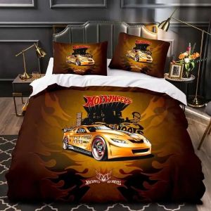 Parure De Lit Imprimee En 3d Monster Truck Hot Wheel, Housse De Couette Et Taie D'oreiller, Pour Lit Double, Queen Et King Size, Pour Decoration De Chambre 01 - Neuf