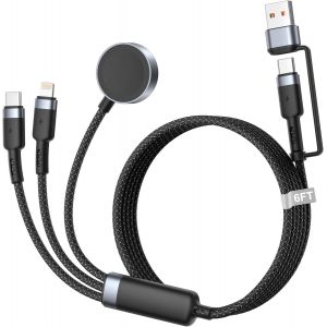 TRAHOO-3 en 2 C&acirc;ble Chargeur pour Apple Watch Series 10 9 8 7 6 5 4 3 2 SE Ultra, 2M Chargeur Apple Watch USB C avec C&acirc;ble Lightning and Cable USB C pour iPhone 16 15 14 13 12 11 XS - Neuf