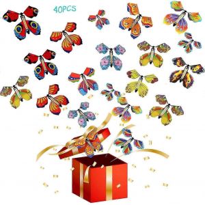 40 pcs Magic Flying Butterfly Toys - Event-up Rubber Band Powered Decoration - Neuf