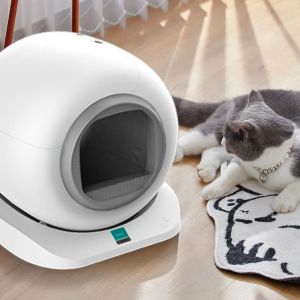 Bo&icirc;te &Agrave; Chaux Smart Cat Dot&eacute;e De Fonction Vid&eacute;o, Wi-Fi (2,4 Ghz), T&eacute;l&eacute;commande Via Application,Cam&eacute;ra Et Surveillance Du Poids, Conception Ultra Adapt&eacute;e Aux Chats De Taille Moyenne Et Aux Petits Chats - Neuf