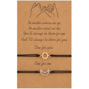 Lot De 2 Bracelets D'amitié Pour Homme Et Femme, 100 % Faits Main, Corde Réglable, Relation Étroite, Promesse, Bijoux D'amitié Assortis, Cadeau D'amitié Éternel, Acier Inoxydable - Neuf