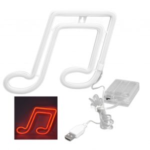 HJLIAN Lampe LED neon note de musique, veilleuse, lampe murale de concert, lampe murale de fete, lampe neon a suspendre, lumiere rouge - Neuf