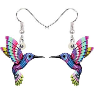 Kal-Cute Acrylique Colibri Oiseaux Boucles D'oreilles Pour Les Femme Filles Kolibrin Bijoux Charms Cadeau - Neuf