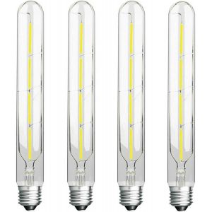 Sept-Lot De 4 Ampoules Long Tube, Filament Led Edison, 4w, Équivalent Incandescence 40w, Culot E27, Blanc Froid 6500k, 400lm, Verre Transparent, 360 Angle D'éclairage, Ac 220-240v - Neuf