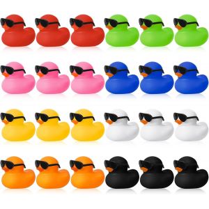 KALANKA-Canard en Plastique 24 Pcs Canards en Caoutchouc avec Lunettes 8 Couleurs Jouet de Bain Canard Flotteur Canard de Bain Bébé Shower Fête d'anniversaire Fête - Neuf