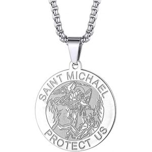 Kal-Collier Saint Christophe Avec Pendentif Saint Michel George Barbara Pour Homme Et Femme Le Sceau Des Sept Archanges Médaille Religieuse Médaille Disque Bijoux Cadeau Chrétien - Neuf