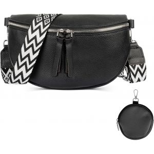 KALANKA-Sac Banane Femme Cuir Sac a Bandouliere Femme Petit Sac a Main Bandouliere Femme avec 3.5cm Large Sangle Sac Bandouliere et Porte-monnaie - Neuf