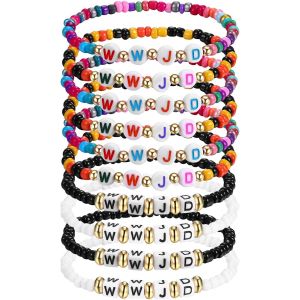 Kal-Wwjd Lot De 10 Bracelets &Agrave; Perles &Eacute;lastiques &laquo; What Would Jesus Do &raquo; - Bracelets Inspirants Religieux Pour Femme, Adolescent, Fille, Gar&ccedil;on, Polyester - Neuf
