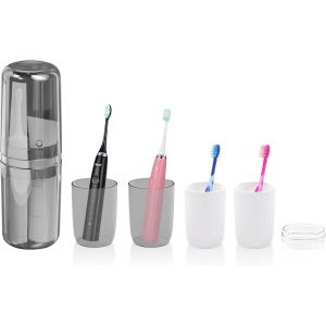 Portable Boîte De Brosse À Dents Voyage 4-In-1 Etui Brosse À Dent Bleu Rangement De Boite Brosse A Dent Respectueux De L'humidité Tasse De Brosse À Dents Pour Camping Voyages D'affaires Maison Ecole - Neuf