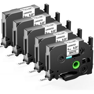 TIANYI-Tz-211 Ruban 6 mm x 8 m Compatible avec Brother P-touch Ruban Tze-221 6mm Noir sur blanc, Recharge Tze Ruban 6mm Compatible avec Brother P Touch Etiqueteuse H110 H107B H200 D210VP P300BT - Neuf