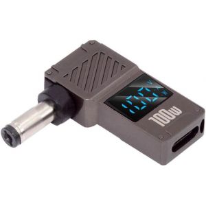 Adaptateur D'Alimentation 20 V 5 A Pd 65 W Pour Ordinateur Portable, Affichage Led Intelligent Usb-C Type-C, Entr&eacute;e Vers Sortie 100 W, Prise Jack Cc 5,5 X 2,1 Mm - Neuf