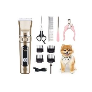 Kit De Toilettage Pour Animaux Avec Tondeuse, Sabots De Coupe, Coupe-Ongles, Ciseaux Et C&acirc;ble De Chargement Usb - Neuf