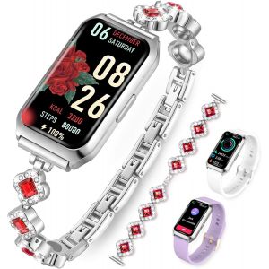 Montre Connect&eacute;e Femme, 1.47"" HD Montre Intelligente Autonomie Prolong&eacute;e &eacute;tanche Sportifs Traqueur d'Activit&eacute; Suivi du Sommeil SpO2 Oxym&eacute;trie pour Android iOS - Neuf