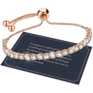 Eryi-J.Fée Tennis Bracelet,Silver Bracelet For Women,4mm Tennis Crystal Bracelet,Silver-Plated Bracelet,Silver Women Bracelet,Friend Bracelet,Gifts For Her,6.5/6.9/7.3/7.7 In,Silver,Gold,Rose Gold - Neuf