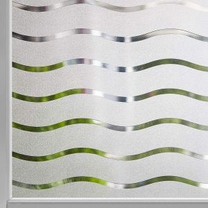 Film de fenêtre opaque givré autocollant pour fenêtre, protection UV, motif vagues, 44,5 x 100 cm - Neuf