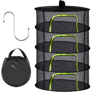SUBZONAL-Filet de séchage à 4 couches pour suspendre, filet de séchage pour herbes, filet de séchage pliable, filet de séchage avec sac de rangement et crochets - Neuf