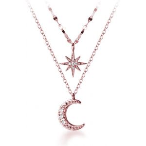 Tianyi-Collier Ras Du Cou En Argent Sterling 925 Cha&icirc;ne &Eacute;toile Lune Collier Ras Du Cou Pour Femmes Adolescentes Filles Superposition Cha&icirc;ne Tour De Cou - Neuf