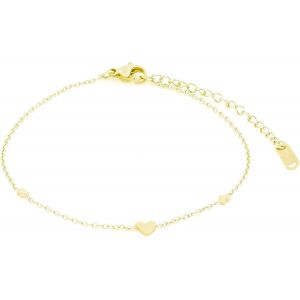 Stainless Steel Anklet With 3 Small Hearts Adjustable Length 20-26 Cm With Pink Jewellery Box For Women And Girls[H941] - Neuf
