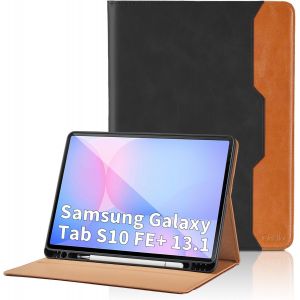 Coque Pour Samsung Galaxy Tab S10 Fe+ 13.1"" 2025/Galaxy Tab S10 Fe Plus 13.1 Pouces 2025 Business Premium Pu Cuir Cover Tablette Housse De Protection, Multi-Angle &Eacute;tui Avec Poche -Noir - Neuf