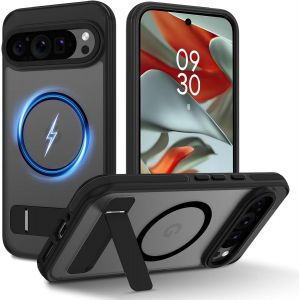 LORANKA-Coque magn&eacute;tique pour Google Pixel 9 Pro XL, [Compatible avec MagSafe] Support invisible int&eacute;gr&eacute;, mat translucide, protection de qualit&eacute; militaire, coque fine avec bandes antid&eacute;rapantes, noir - Neuf