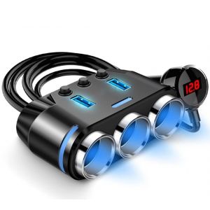 Adaptateur Allume-Cigare 150 W, Chargeur Usb Avec Prise Usb 12 V, Prise Multiple Allume-Cigare De Voiture Avec Double Prise/Port Et Rallonge, Charge Rapide Pour Tous Les Appareils De Voiture - Neuf