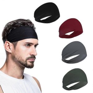 4 Packs Men's Headbands, Sweatband And Sports Headband For Running, Cycling, Yoga, Basketball, Moisture Wicking Elastic Headband - Neuf