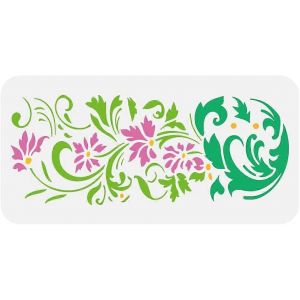 Pochoir De Peinture Florale Fantaisie 11,8 X 5,9 Pouces Pochoir De Bordure De Fleur Réutilisable Pochoir À Motif Floral Décoratif Pour Peinture Sur Bois Carrelage Mural Toile Pa - Neuf