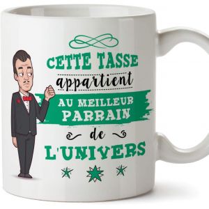 Eryi-Parrain Mug/Tasse Parrain De L'univers - Tasse Originale/Cadeau Anniversaire/Fête Des Pâques/Future Parrain. Céramique 350 Ml - Neuf