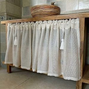 Rideau De Cuisine Court Vintage Pur Rideau De Style Campagnard Français Voile Décoration De Fenêtre Demi-Rideau Pour Placard (L X H 100x30cm,Blanc) Guazhuni - Neuf