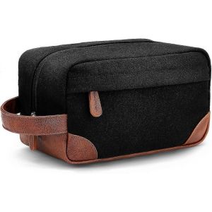 Trousse de toilette suspendue Dopp Kit pour hommes Sac de rasage en toile résistant à l'eau avec grande capacité pour voyager - Noir - Neuf