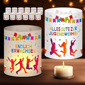 Eryi-Lot De 12 Photophores Décoratifs De Table Pour La Cérémonie De Jeunesse - Pour Fille Et Garçon - Décoration De Table - Convient Pour Bougies Chauffe-Plat Ou Bougies - Neuf
