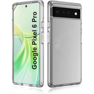 LORANKA-Clear Crystal Coque de protection pour Google Pixel 6 Pro, anti-rayures, anti-chocs, antid&eacute;rapante, prend en charge le chargement sans fil, anti-traces de doigts et anti-chute - Neuf