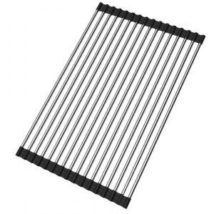 Séchoir À Vaisselle Enroulable,Séchoir D'évier Séchoir À Vaisselle Portable Lave-Vaisselle Pliable Sus304 Égouttoir À Vaisselle En Acier Inoxydable (17.7''x11.2'') - Neuf