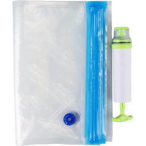 KALANKA-Lot de 6 Sacs de Compression réutilisables (26 x 34 cm) + 1 Pompe à Main, Emballage sous Vide pour Cuisine, Voyage, vêtements - Neuf