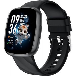 Fitness Tracker Montre Enfant Connectée Ou Non Connectée,Montre Intelligente Avec 100+ Modes De Sport,Podomètre,Moniteur De Sommeil,1.75"" Smartwatch,Cadeau Ado Garçon Fille 5-16 Ans Noir - Neuf