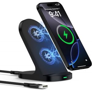 JGD-Chargeur sans Fil Samsung Chargeur Induction pour Samsung Galaxy S25 Ultra/S24 FE/S23/S22/S21,Google Pixel 10 Pro/10/9/8/7,15W Station de Charge iPhone Wireless Charger pour iPhone 17/16/15 - Neuf