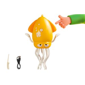 Poulpe dansant en peluche avec canne &agrave; p&ecirc;che et lumi&egrave;res LED pour enfants - Jouet interactif &agrave; ramper - Neuf