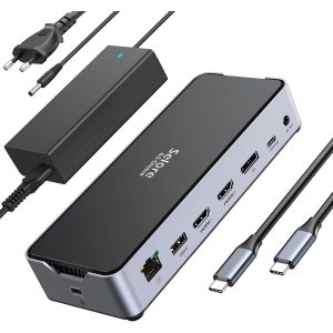 acdsgd-Station d'accueil USB C pour 3 Moniteurs, 13-in-1 Docking Station USB C pour Ordinateur Portable, Double HDMI DisplayPort, USB A 2.0/3.0, USB C 3.1,PD, Ethernet, MicroSD/SD, pour Dell/Lenovo/HP - Neuf