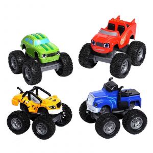 2025 Blaze and the Monster Machines Racers 4 Pack, ensemble de v&eacute;hicules &agrave; pousser en m&eacute;tal moul&eacute; sous pression pour les enfants d'&acirc;ge pr&eacute;scolaire &acirc;g&eacute;s de 3 ans et plus - Neuf