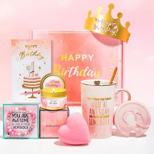 Eryi-Cadeau Femme Anniversaire,Coffret Cadeau Femme,Set De Tasse Personnalisée Pour Amie,Coffret Anniversaire Pour Femme,Meilleure Amie,S?ur,Collègues,Maman,Happy Birthday Gift - Neuf